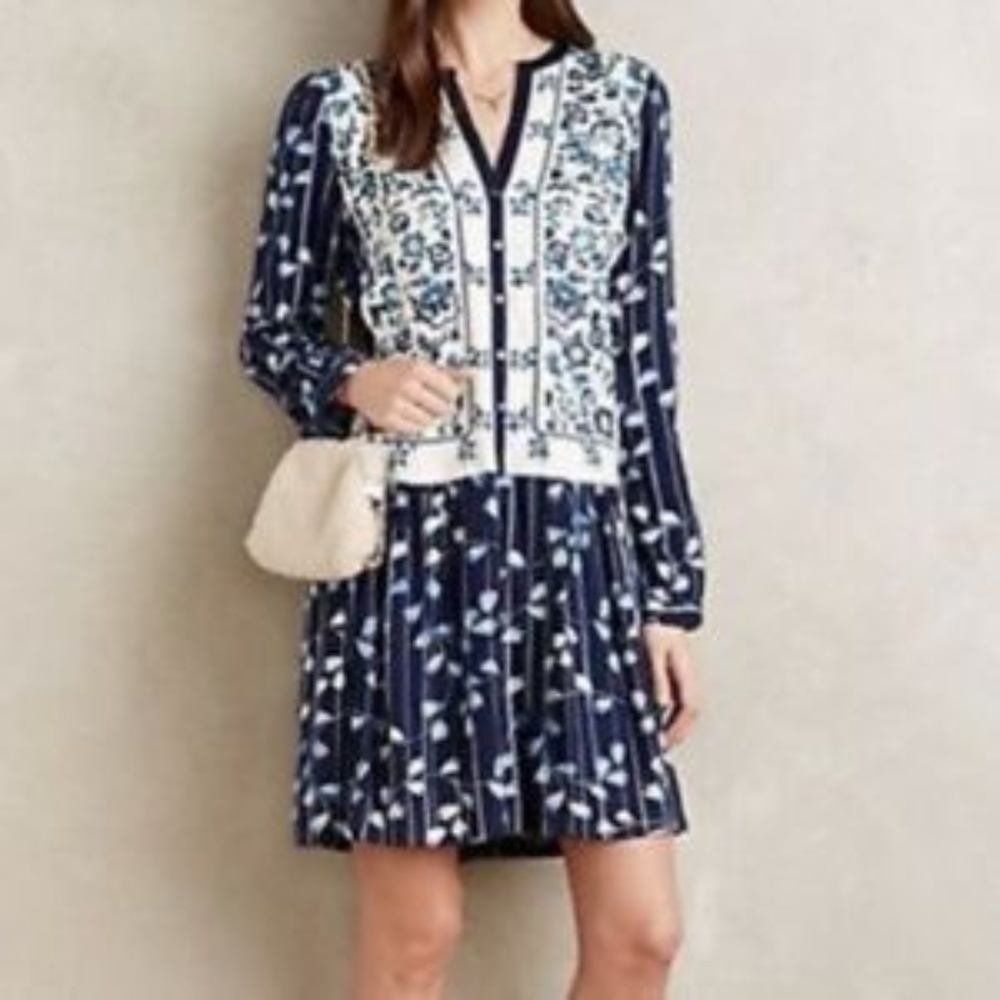 Anthropologie Semele Embroidered Peasant Dress